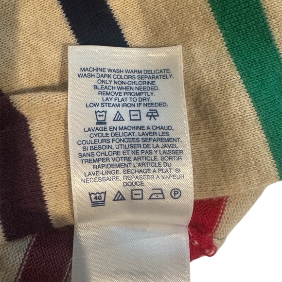 Lands End Cardigan Women M Beige Striped Rainbow Cozy Open Tunic Cardigan - Picture 6 of 6